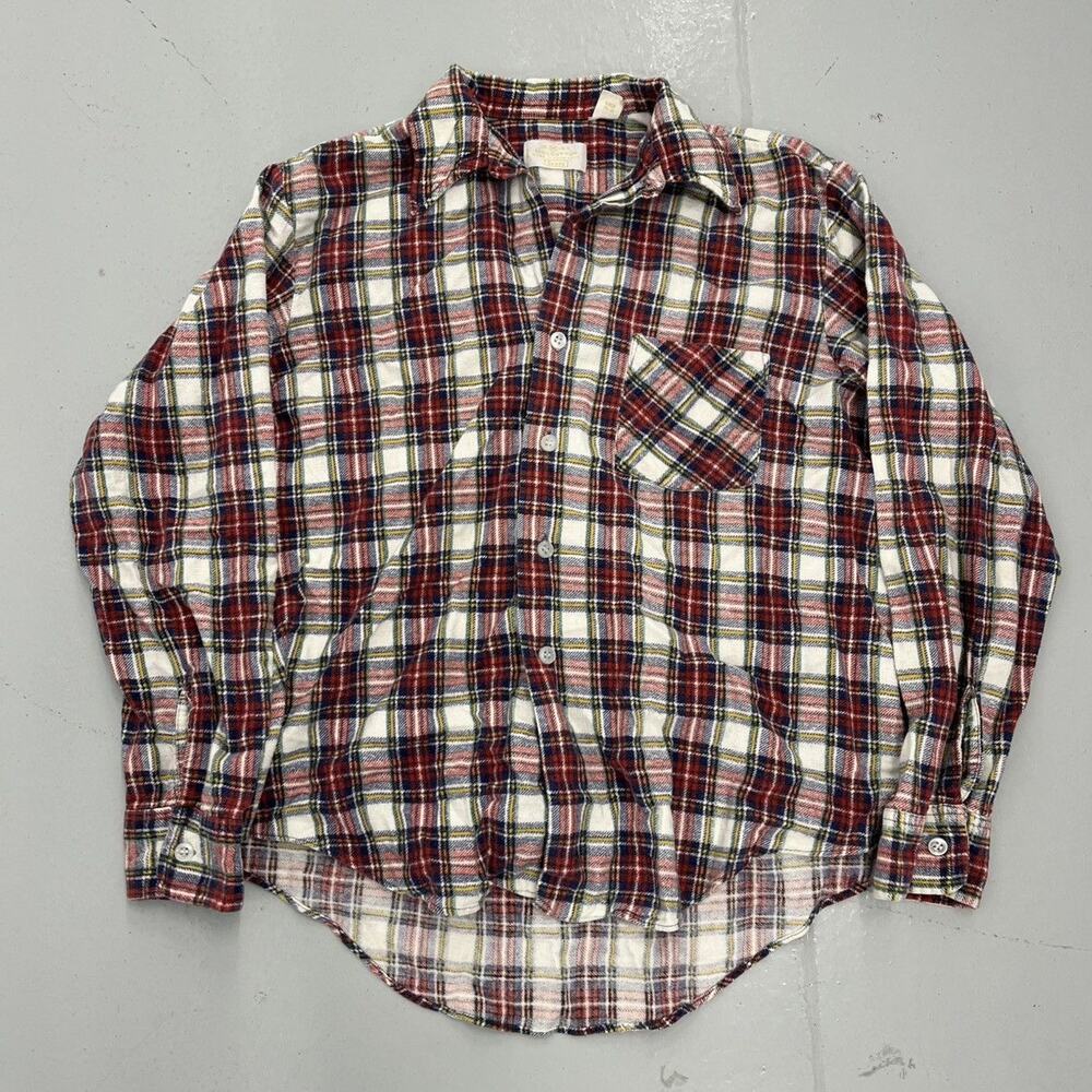 Vintage 80s Sears Red Plaid Cotton Flannel